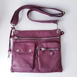 Fossil purple leather crossbody handbag
